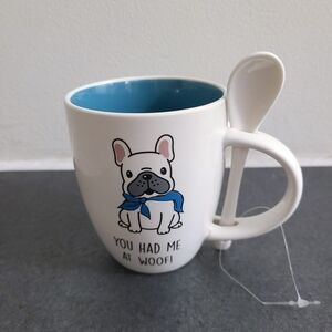 BRAND NEW - "You Had Me At Woof" Coffee Mug with Built-in Spoon